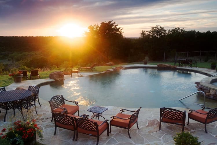 Poolside at sunset